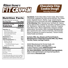 FITCRUNCH Full Size Protein Bars, Designed by Robert Irvine, 6-Layer Baked Bar, 6g of Sugar, Gluten Free & Soft Cake Core (Chocolate Chip Cookie Dough)