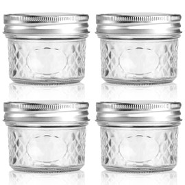 MOLADRI 4 oz/120 ml Clear Glass Storage Canister with Airtight Lid, 4 Pack Small Cute Decorative Mason Container Jar for Salad, Overnight Oats, Snacks, Yogurt, Cereal, Fruit, Spice, Sugar, Coffee
