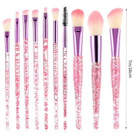 Wanmu 10-Piece Glitter Crystal Make-Up Brush Set, Crystal Sparkles Powder Essentials Foundation Brush Tool Set for Concealer Eyeshadow Eyeliner Makeup Brush Eyeshadow Mix Highlight