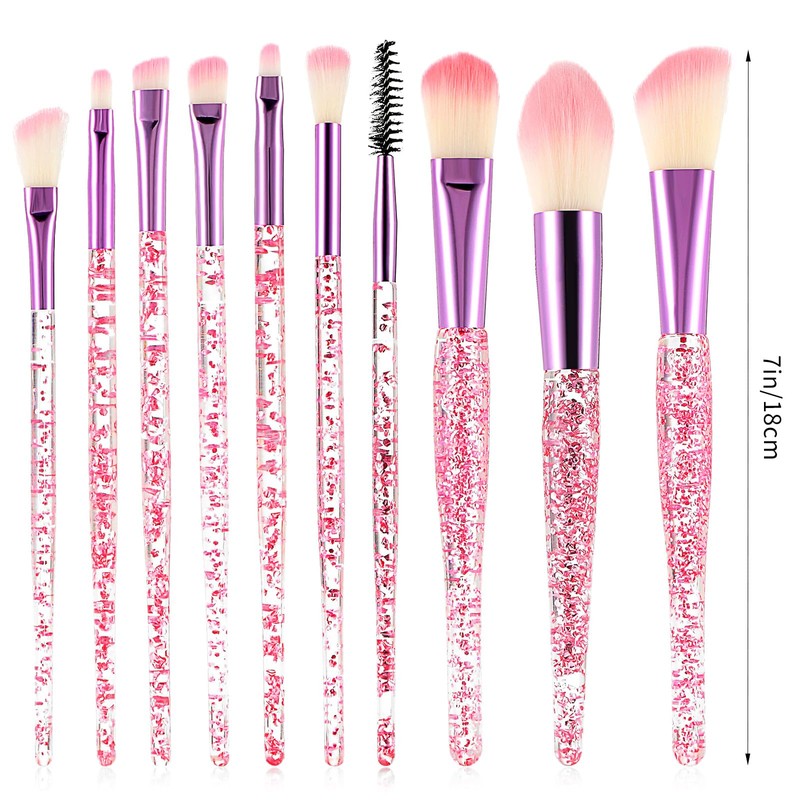 Wanmu 10-Piece Glitter Crystal Make-Up Brush Set, Crystal Sparkles Powder