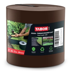 TABOR TOOLS 60 Ft Terrace Board, 5 Inch High, 0.04" Inch Thin, Landscape Edging Coil, Grass Barrier, Bender Board, Garden Liner, ES25. (Brown)