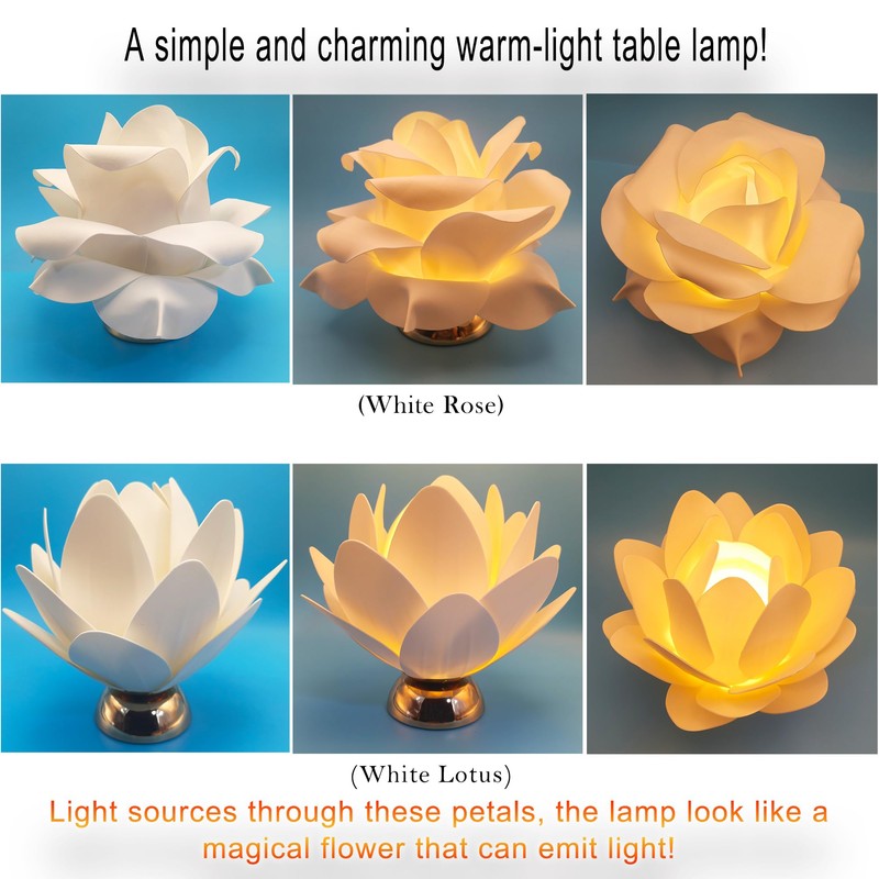 White EVA Flower Table Lights, LED 3000K Warm Lighting, 3*AA