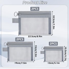 6Pieces Cosmetic Bags, Small Make Up Bags, Makeup Bags Small, Pouch Bags, Small Pouches, Mesh Bags for Cosmetics Toiletries, Holiday Travel Essentials for Women Men (Grey)