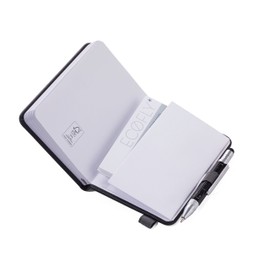 TROIKA Notepad DIN A7 including ballpoint pen, elastic band closure, pen loop, FSC certified paper, perforated pages, dot grid, compartment for receipts.