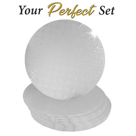 O'Creme Silver Wraparound Cake Pastry Round Drum Board 1/4 Inch Thick, 12 Inch Diameter - Pack of 10