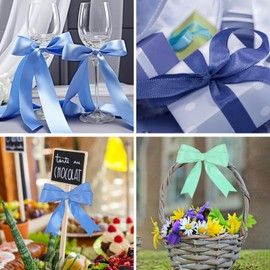 1 inch x 25 Yards Blue Tie Ribbon 3 Rolls for Gift Wrapping, Bow Bouquets, Floral Decorations, Wedding Party Decorations, Invitation Decorations