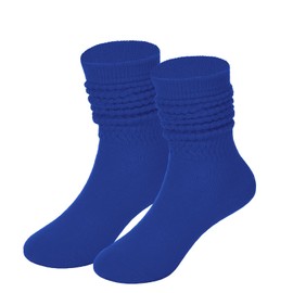 Toddler Socks Girls Slouch Knee High Socks Kids Long Athletic Crew Sock Cotton Royal Blue 8-11 Years