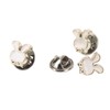 3 Boxes 150pcs Brooch Buttons White Rabbit Head Shape Detachable