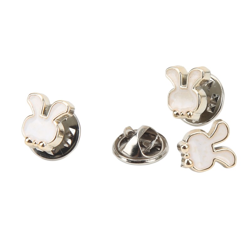 3 Boxes 150pcs Brooch Buttons White Rabbit Head Shape Detachable