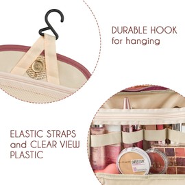Travel Toiletry Bag, Portable Large Capacity Makeup Bag Travel Accessories Hanging Cosmetic Organizer for Vacation and Business Trips. (Pink)