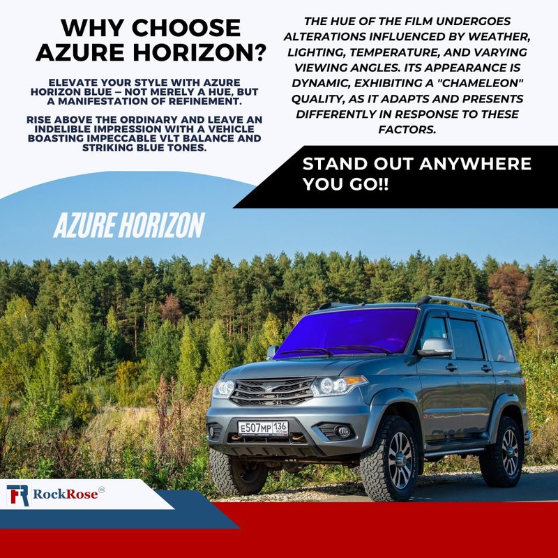 RockRose Azure Horizon Chameleon Window Tint for Cars, Color Window