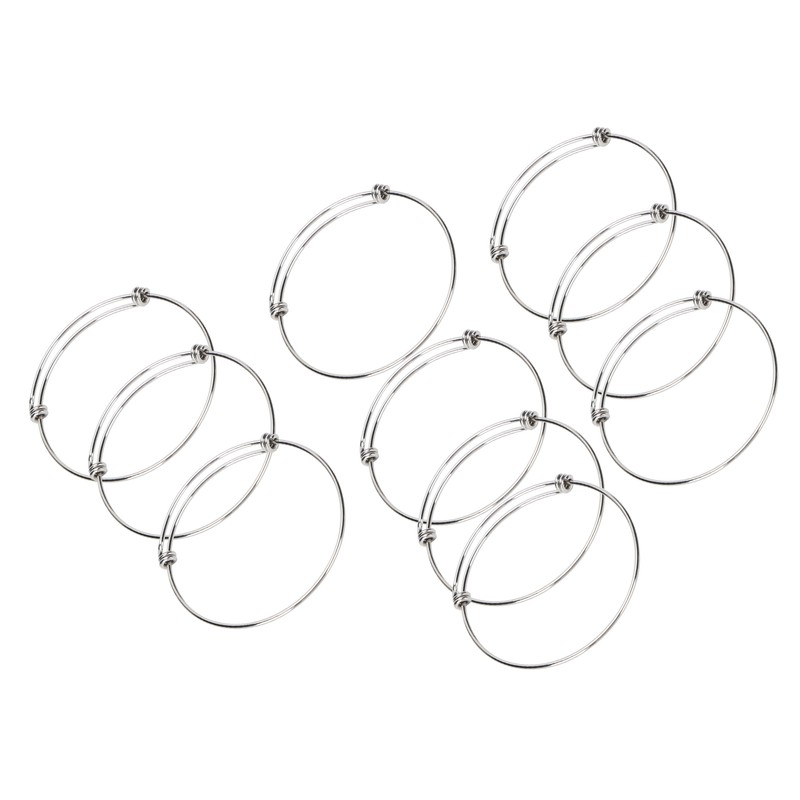10Pcs Stainless Steel Bangle 1.6mm Adjustable Expandable Coil Bracelet DIY