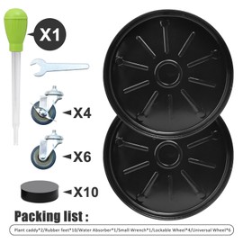 YUFDA 2 Pack 17 Inch Metal Plant Caddy With Lockable Wheels,Plant Stand Dolly for Heavy Planter,Wheeled Planter Saucer Tray,Rolling Plant Stand,Heavy-Duty Plant Caddy for Indoor and Outdoor(Black)