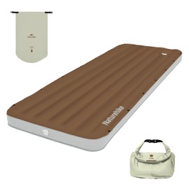 Naturehike Single Camping Mattress, Splicable Sleeping Pad with Air Pump Sack, 3.74" Thick Sleeping Mats with Strong Support for Travel, Car, Tent, Home
