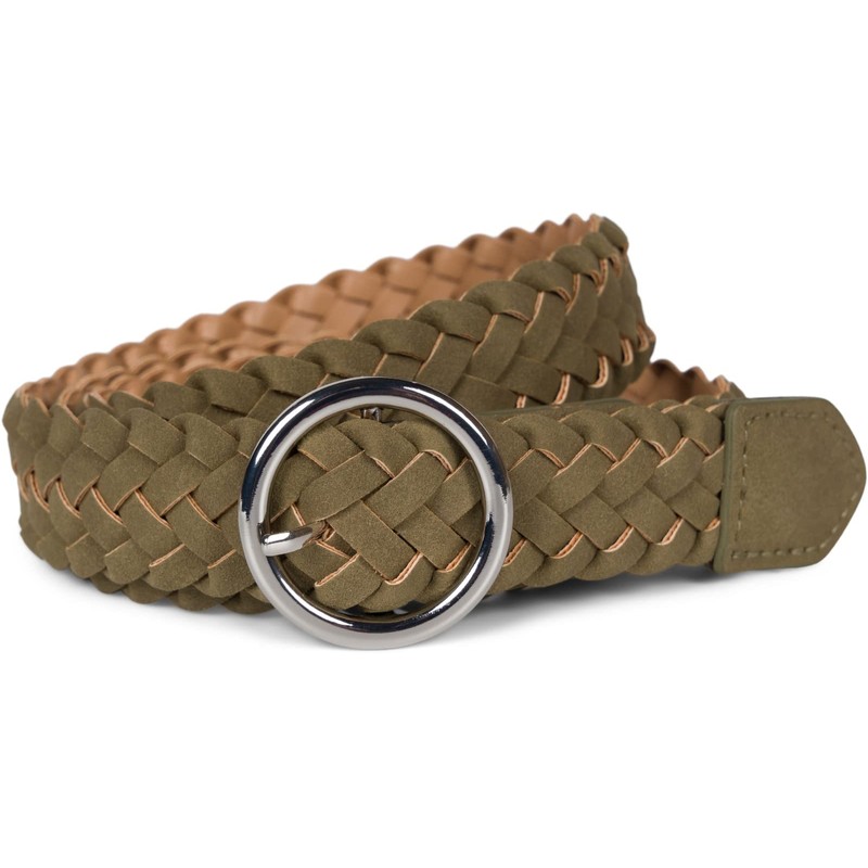 styleBREAKER 03010125 Women's Braided Belt with Round Buckle, Faux Leather,
