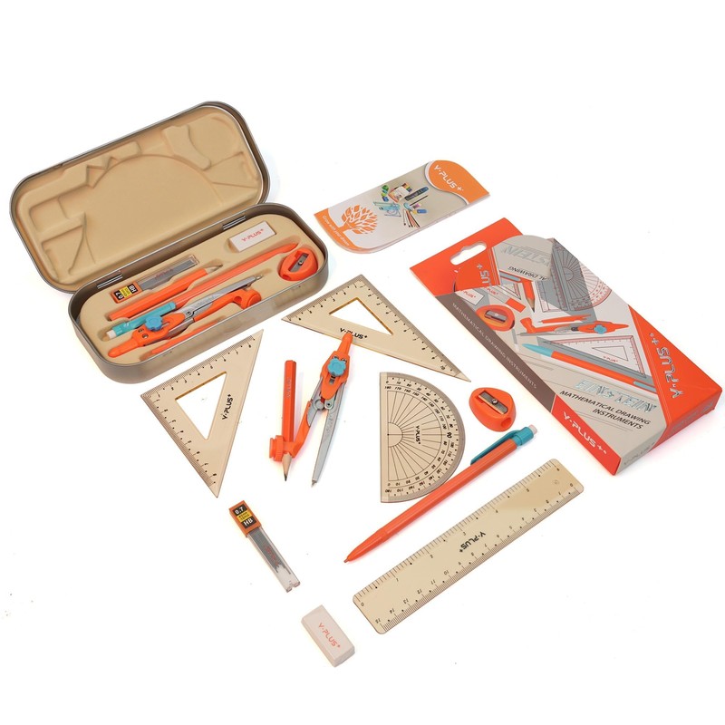 Geometry Set for Students, Math Protractor Compass with Rulers Mechanical