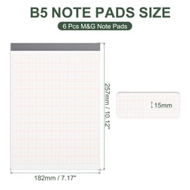 M&G 7x10 Note Pads, 6 Pack B5 Legal Pads 70 Sheets Notepads Writing Pad Grid Chinese Memo Paper Tablet Kraft Cover for Work Writing Note Taking Chinese