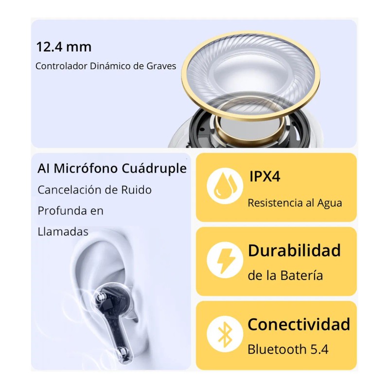 Realme Buds T200 Lite 12.4mm Micrófono Dual Ipx4 Púrpura Color