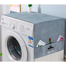 Fridge Dust Cover Washer And Dryer Top Cover Refrigerator Dust Proof Cover with Storage Pockets 55IN x 21IN/ 140CMx55CM(LxW) - Grey