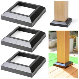 Wocepu 3 pcs 6x6 (Actual: 5.5"x5.5") Aluminum Deck Post Base Cover, for Deck railings, Stairs, Patios, Porches Split Deck Post Skirt (Black)