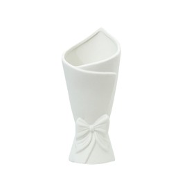 Ceramic Vase, Modern Simple White Decorative Flowers Vase, 22cm Height Wide Opening Wedding Rose Vase for Dinner Table, Nightstand