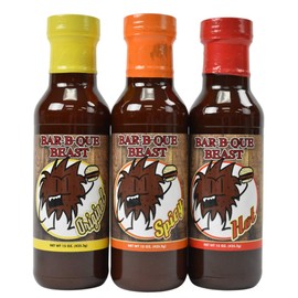 Bar-B-Que Beast BBQ Sauce, 3 Variety Pack, Flavors - Original, Spicy, Hot - 15oz ea - Award Winning Barbecue Sauce