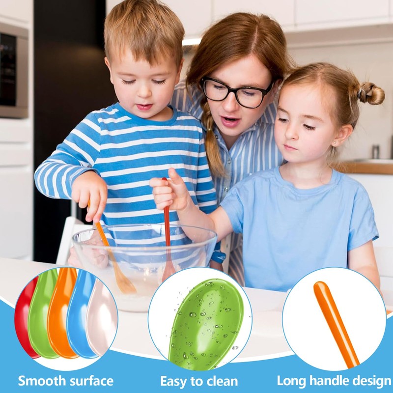 Plastic Spoons, 10 Pcs Reusable Long Handled Teaspoons Ice Cream