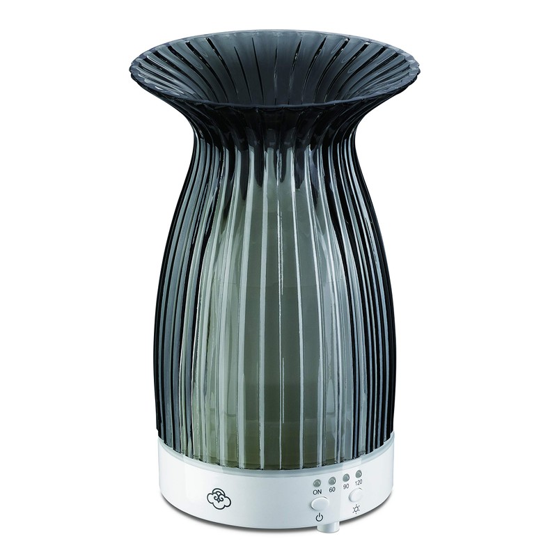 Serene House Blossom Grey 90mm - Glass / White Base