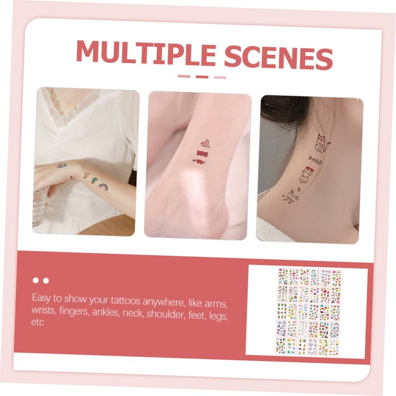 WOONEKY Cute Waterproof Body Stickers 60pcs for Girls DIY Temporary