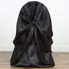 Balsa Circle 12 pcs Black Universal Satin Chair Covers Slipcovers for Wedding Party Ceremony Reception Decorations