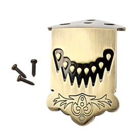 Mandolin Tailpiece, 8 String Mandolin Tailpiece, Metal Bronze Feather Pattern Cover and Screws Replacement Musical Instrument Accessories for Musical Instrument Part String Instruments