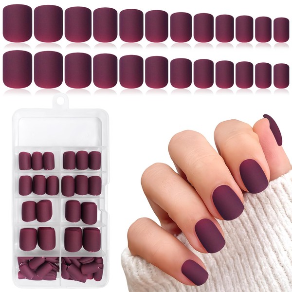 LuckForever 240pc Square Press on Nails Short Fake Nails Matte