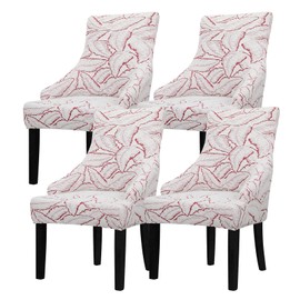 Lellen Wingback Chair Covers with Pattern - Chair Cover for Dining Chairs Wingback Side Chair Slipcover Wing Chair Slipcover Reusable Arm Chair Protector Cover for Dining Living Room （Reed Leaf，4PCS）