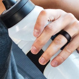 ROQ Silicone Rubber Wedding Ring for Men, Comfort Fit, Breathable Rubber Engagement Band, Men's Wedding Band, 8mm Wide 2mm Thick, Dome Solid, 4 Pack, Olive Green, Black, Blue, Red, Size 8