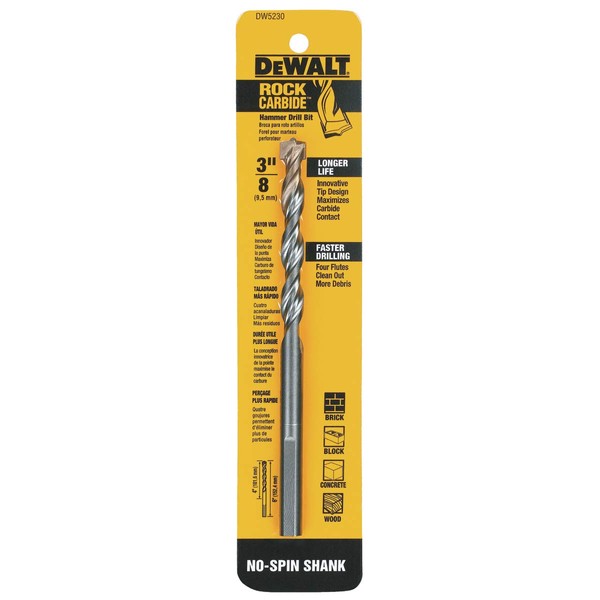 DEWALT DW5230 3/8-Inch x 6-Inch Carbide Hammer Drill Bit ,