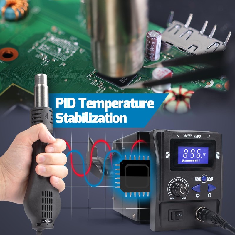 WEP 959D Hot Air SMD Soldering Rework Station with Quick-Change