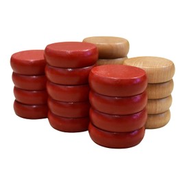 26 Natural and Red Crokinole Discs - Full Set (Large Discs - 1 1/4 Inch Diameter (3.2cm))