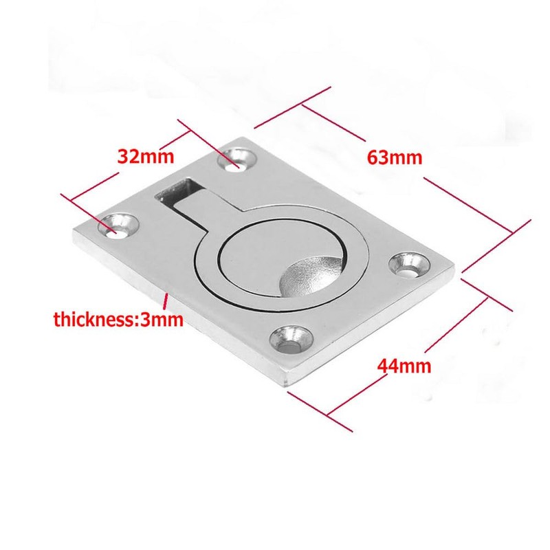 JY-MARINE Square Flush Pull Ring Handles,Recessed Boat Hatch Latch Cabinet