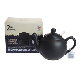 LONDON POTTERY Farmhouse Teapot for 2 Cups, Matte Black
