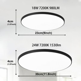 AZHU Lamparas de Techo para Baño, 24W 7200k Luz Blanca Fría IP55 Impermeable, Lamparas Decorativas Techo para Baño Dormitorio Balcón Cocina Sala Habitación, 30cm