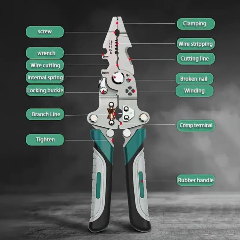 Zalizr 18 in 1 Foldable Wire Stripper, Multifunctional Electrical Pliers