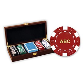 Da Vinci 100 Custom Poker Chips with Wooden case and Cards - 11.5 Gram Chips Monogrammed