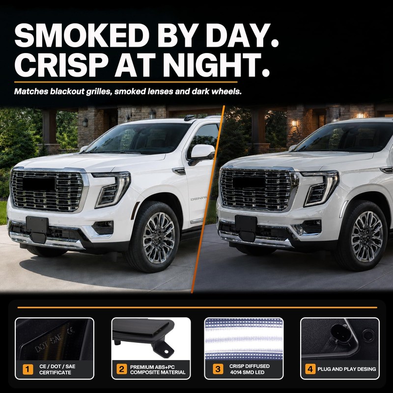 White LED Side Marker Lights for 2025 2026 GMC Yukon