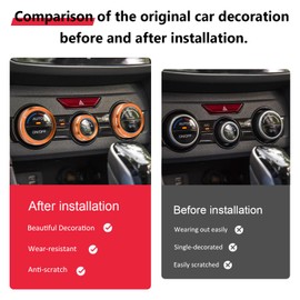 Auovo AC Knob Cover Accessories for Subaru Forester 2019-2024/ Crosstrek 2018-2023/ Impreza 2017-2023 Car Interior Trim AC Climate Control Knob Ring Air Condition Switch Trims (Sun Orange, Version B)