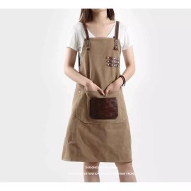 캔버스 앞치마 목공용 바리스타 공방 [회색] Canvas Apron for Woodworking Barista Workshop [Gray]