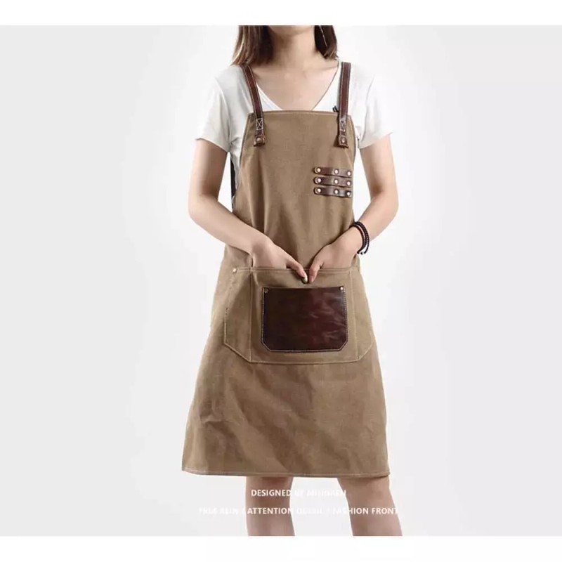 캔버스 앞치마 목공용 바리스타 공방 [회색] Canvas Apron for Woodworking