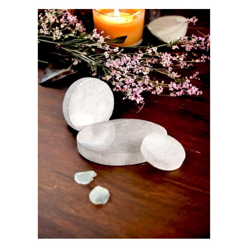Selenite Charging Round Disk Crystal Charging Plate Selenite Slice Charging