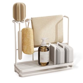 Beciway Stainless Steel Sink Caddy with High Brush Holder, Rustproof Sponge Holder & Soap Dispenser for Kitchen Countertop – Kitchen Organizers & Storage