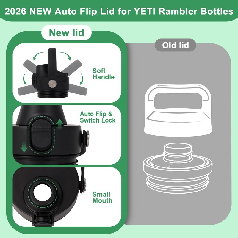 Auto Spout Lid for Yeti Rambler, Chug Cap for Yeti