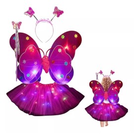 KFMX Alas Mariposa Luminosa Disfraz Varita Ala Diadema Hada